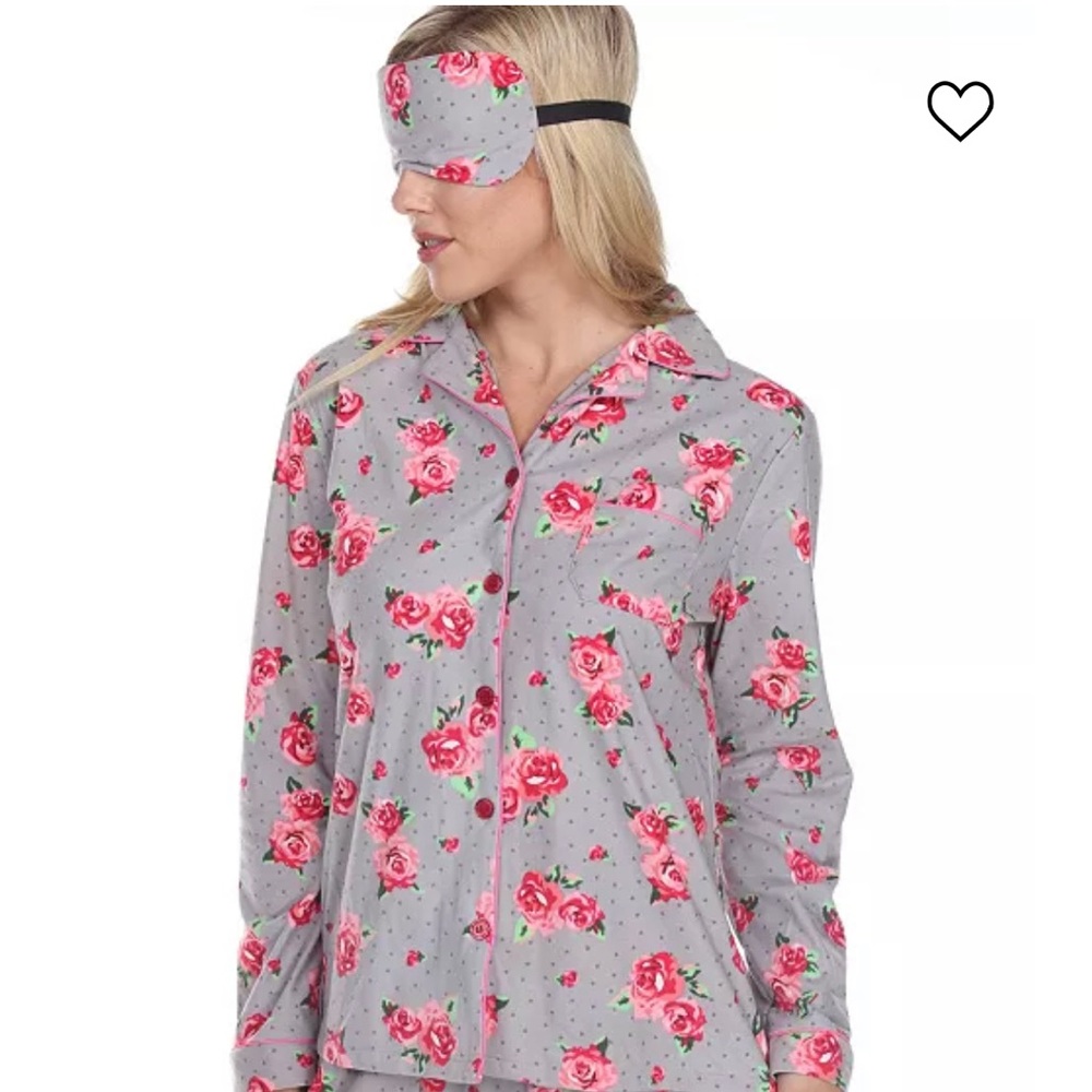 White Mark 3 Piece Pajama Set Rose/Grey